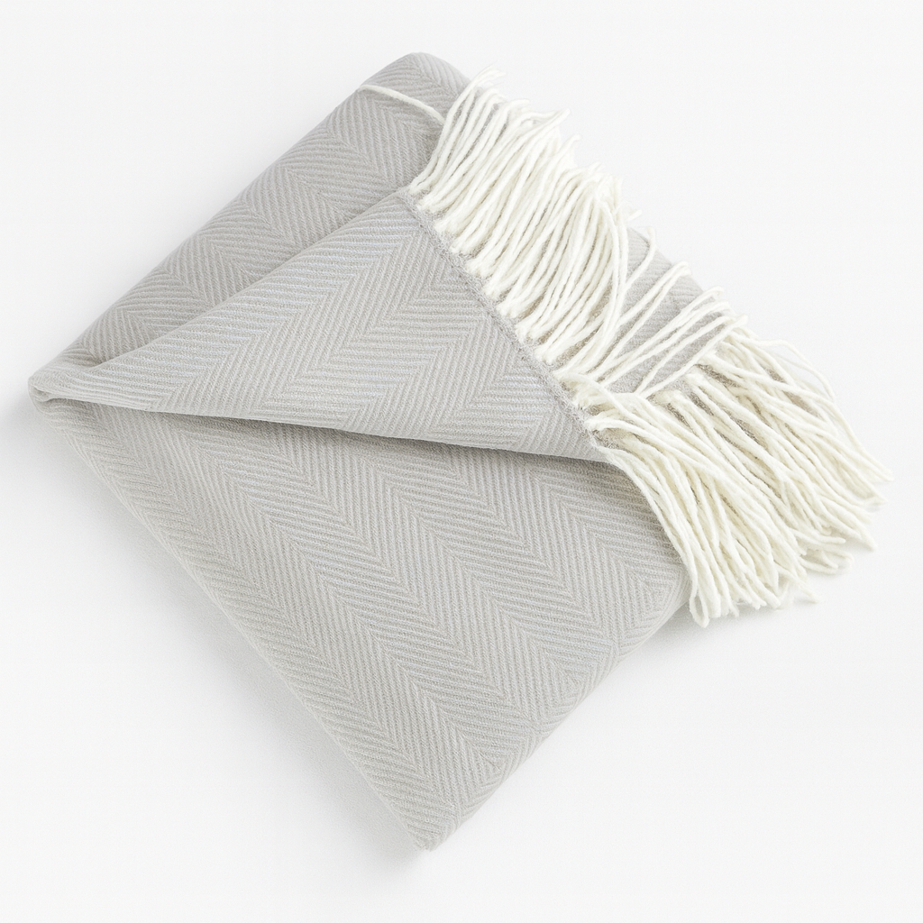 Herringbone Throw Blanket with Fringe