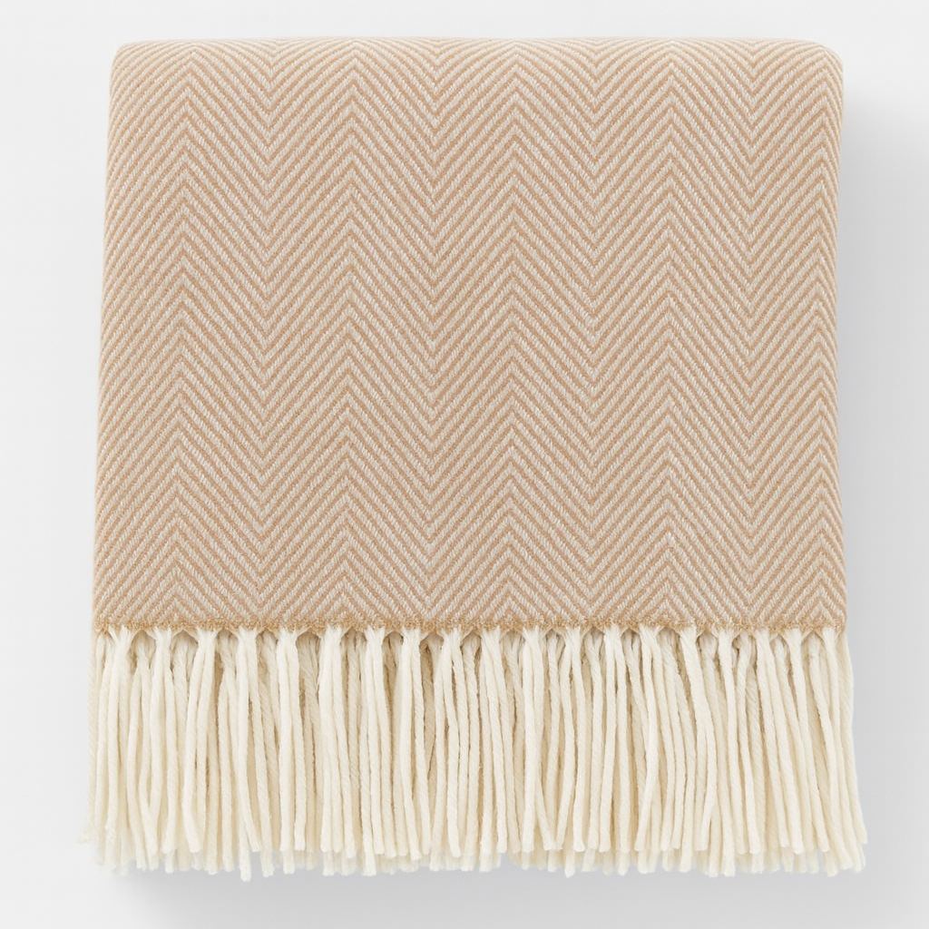 Herringbone Throw Blanket with Fringe
