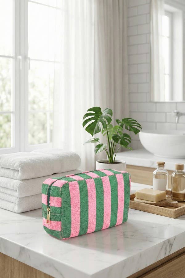 Striped Terry Cloth Pouch