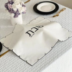 Black Embroidered Leatherette Challah Cover - 19" x 15"