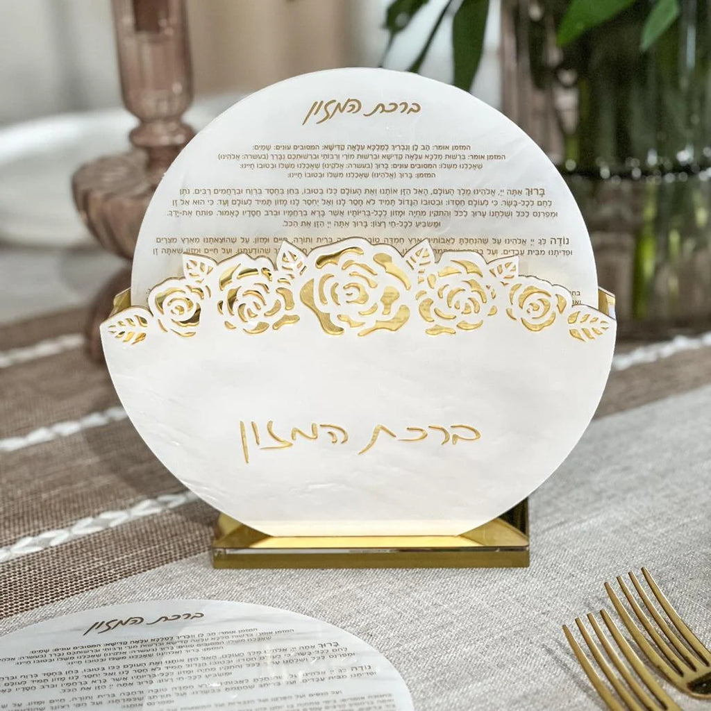 Lucite Round Bencher Set with Laser Cut Flowers