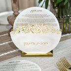 Lucite Round Bencher Set with Laser Cut Flowers