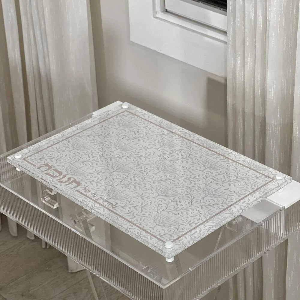 Lucite Chanukah Tray with Menorah Vine Design