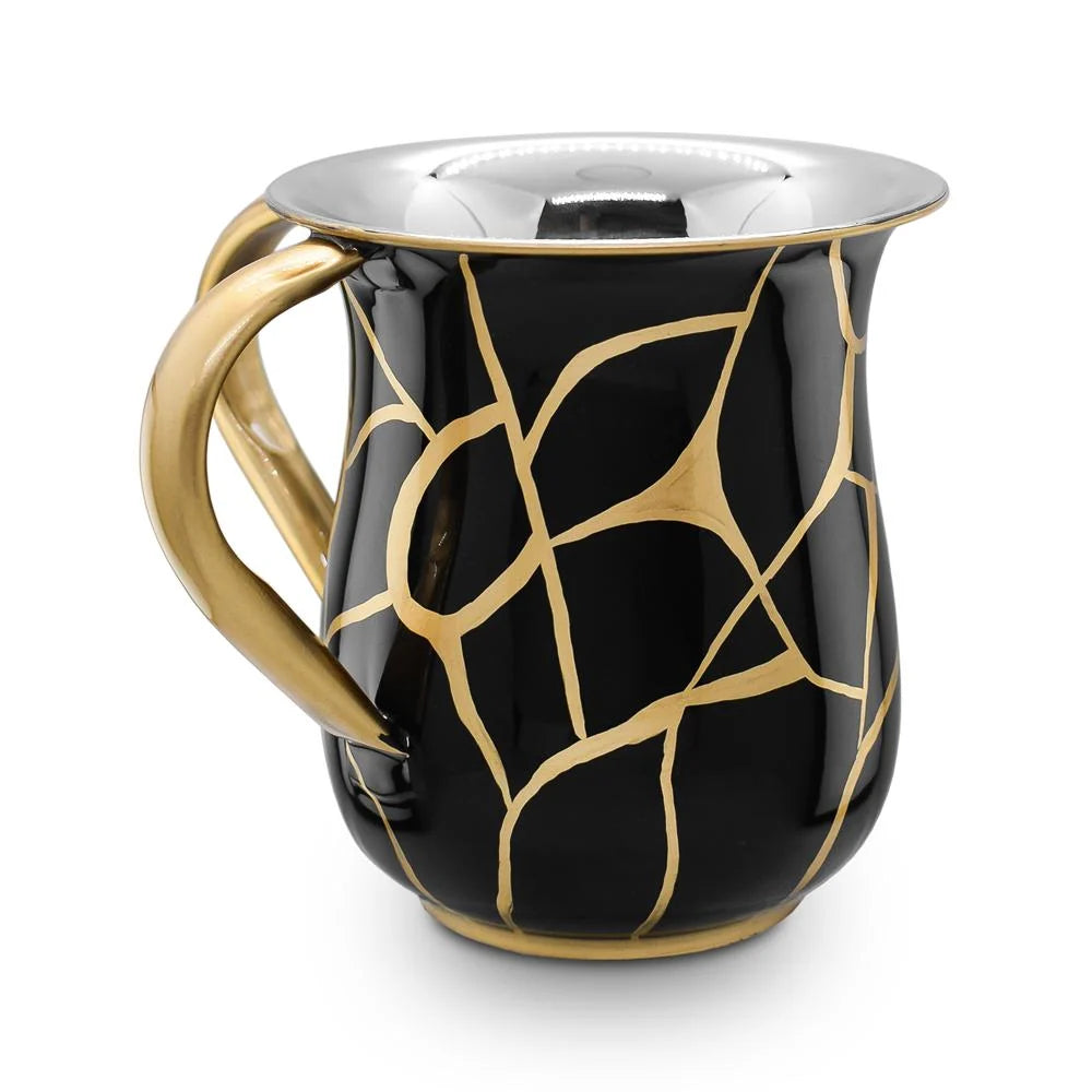 Enamel Wash Cup with Gold Web Designs