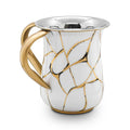 Enamel Wash Cup with Gold Web Designs