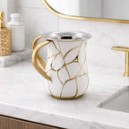 Enamel Wash Cup with Gold Web Designs