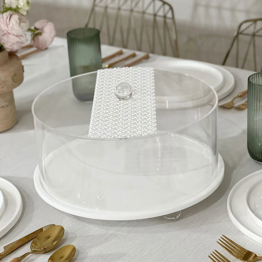 Lucite White Laser Cut Cake Dome