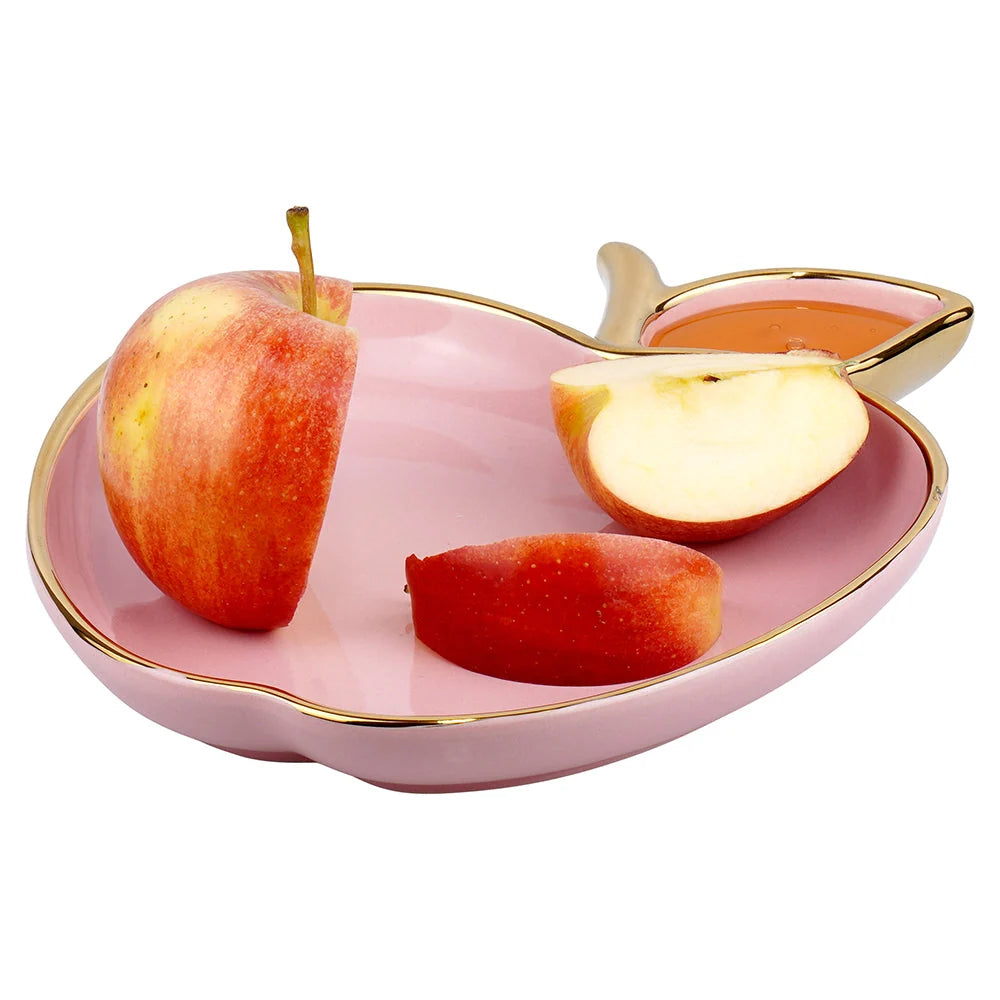 Porcelain Apple Shaped Dish with Gold Trim