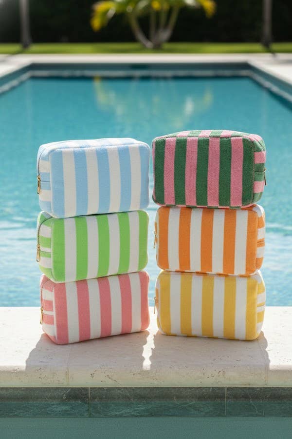 Striped Terry Cloth Pouch