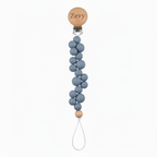 Darker Dusty Blue Pacifier Clip - Zevy Engraved