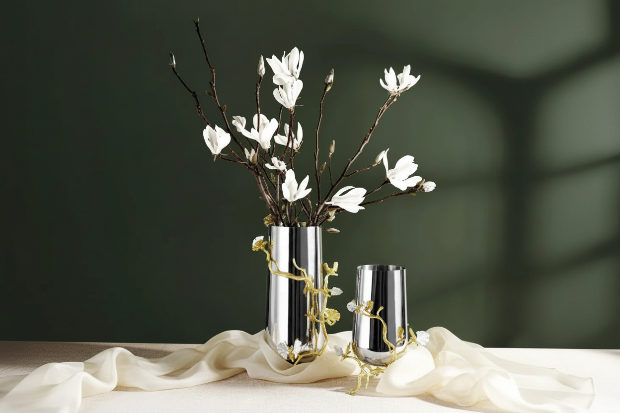 Editorial Vase with Ribbons Outside