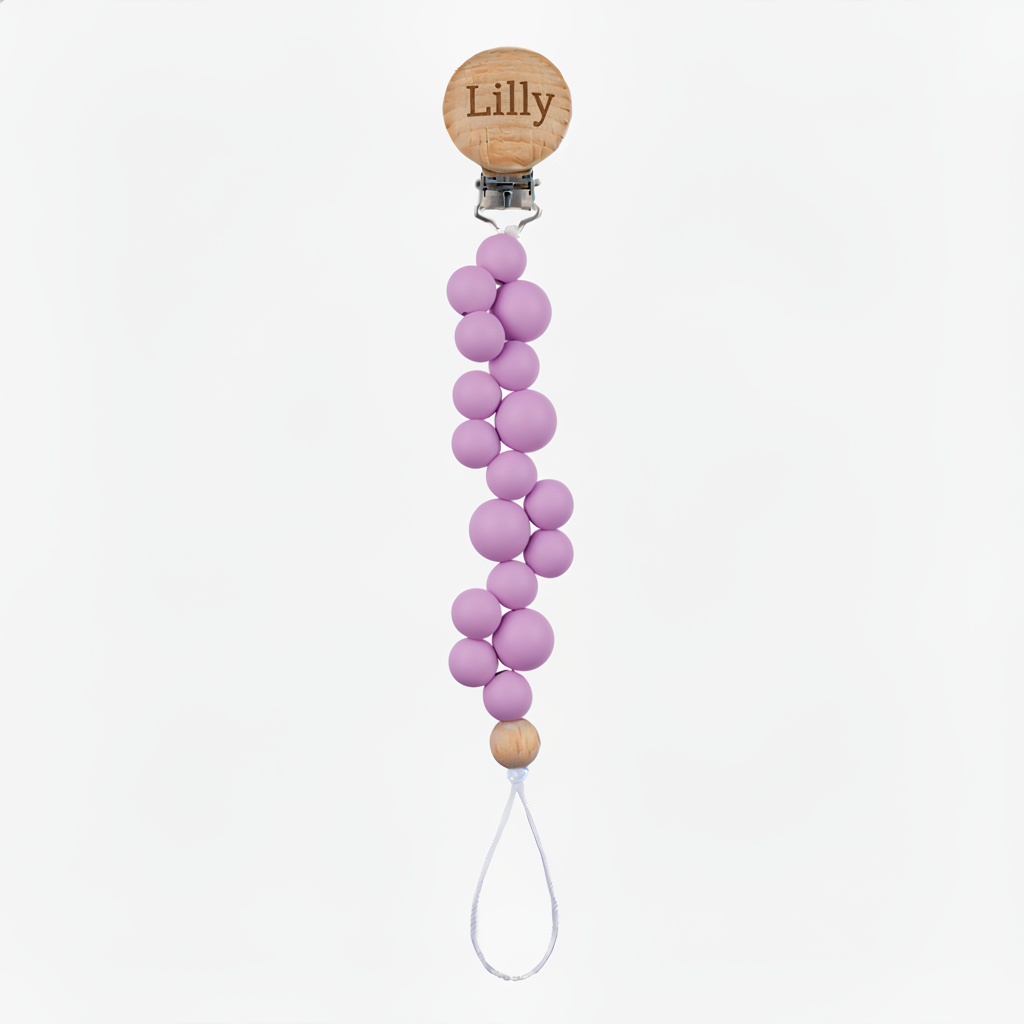 Lighter Lilac Pacifier Clip - Lilly Engraved