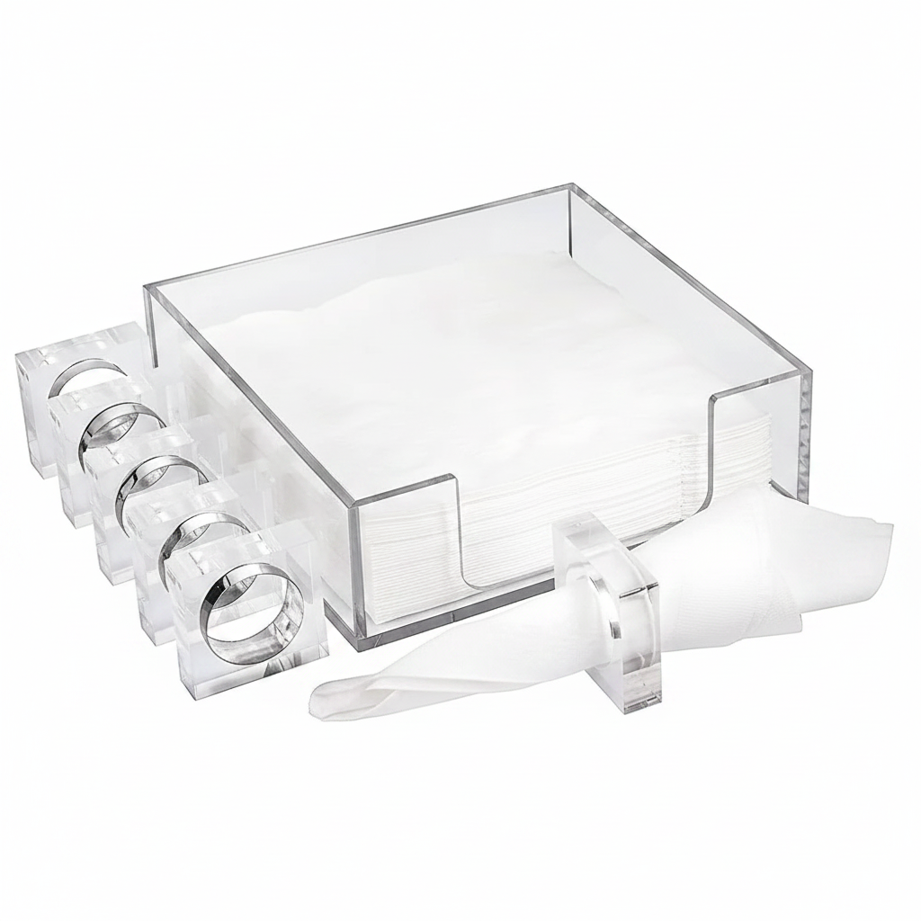 Lucite Napkin Holder Set - Clean Listing