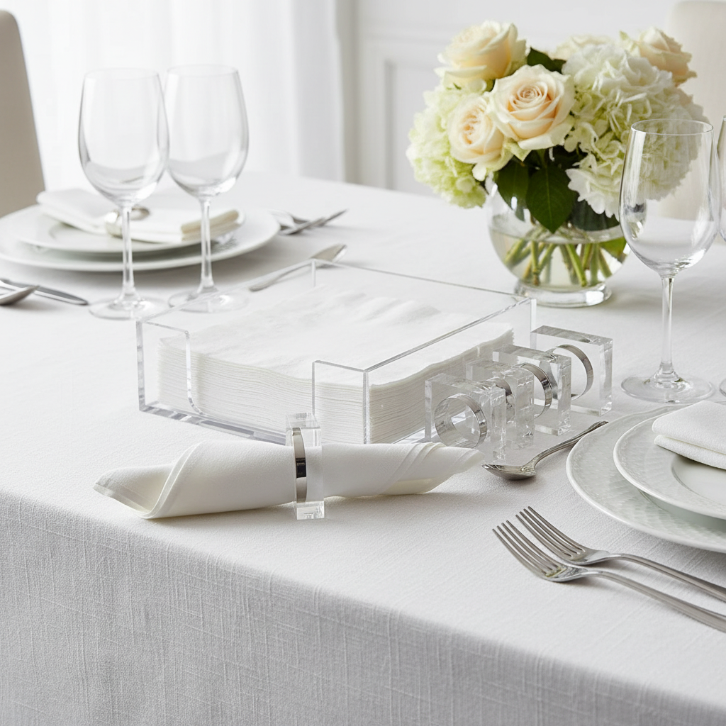 Lucite Napkin Holder Set - Lifestyle