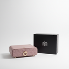 Mauve Jewelry Box with Black Gift Box on White Background