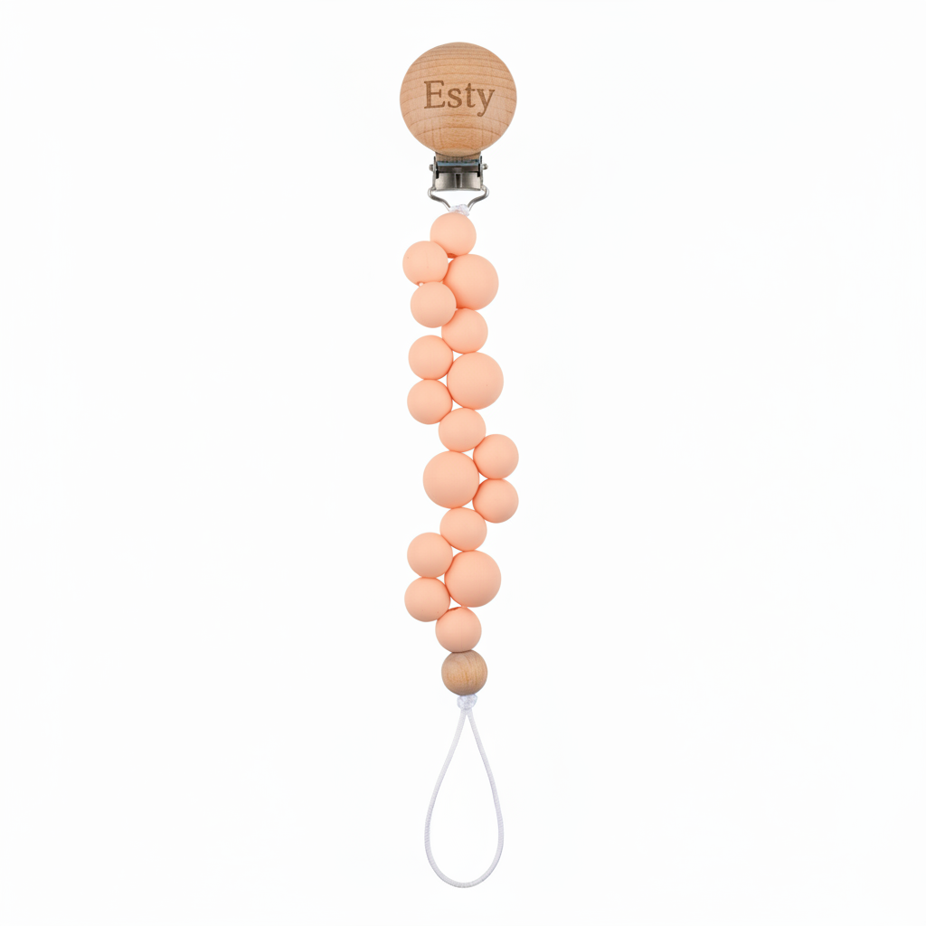 Peach Pacifier Clip - Esty Engraved