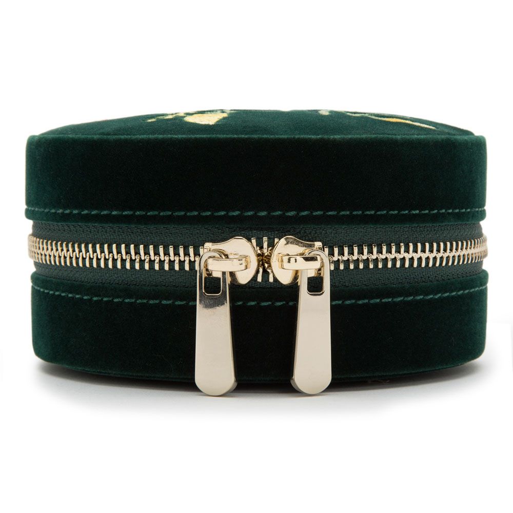 Wolf Zoe Travel Round Jewelry Case, Forest Green