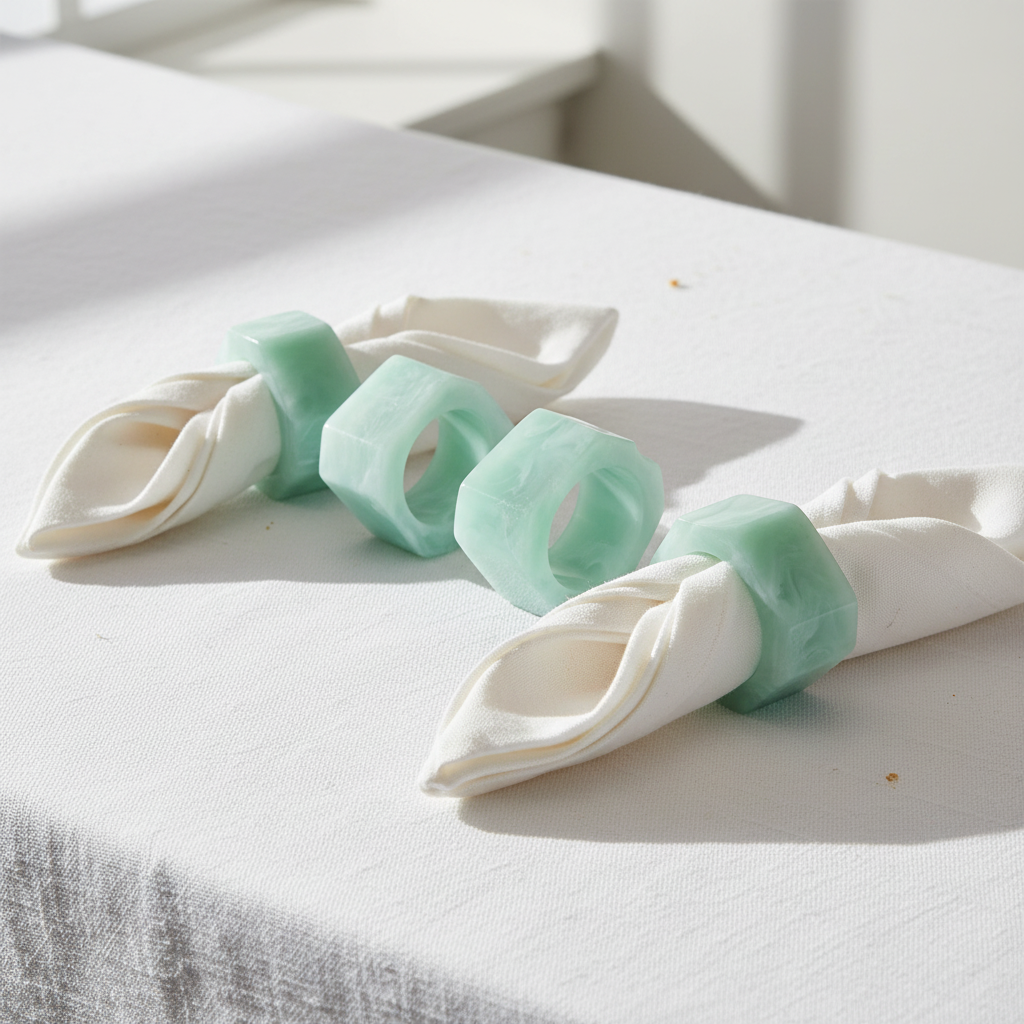 Resin Swirl Napkin Rings - Sage