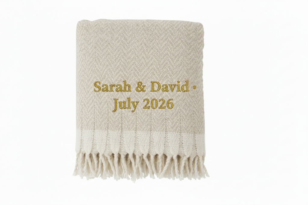 Sarah & David Elegant Script Gold Embroidery