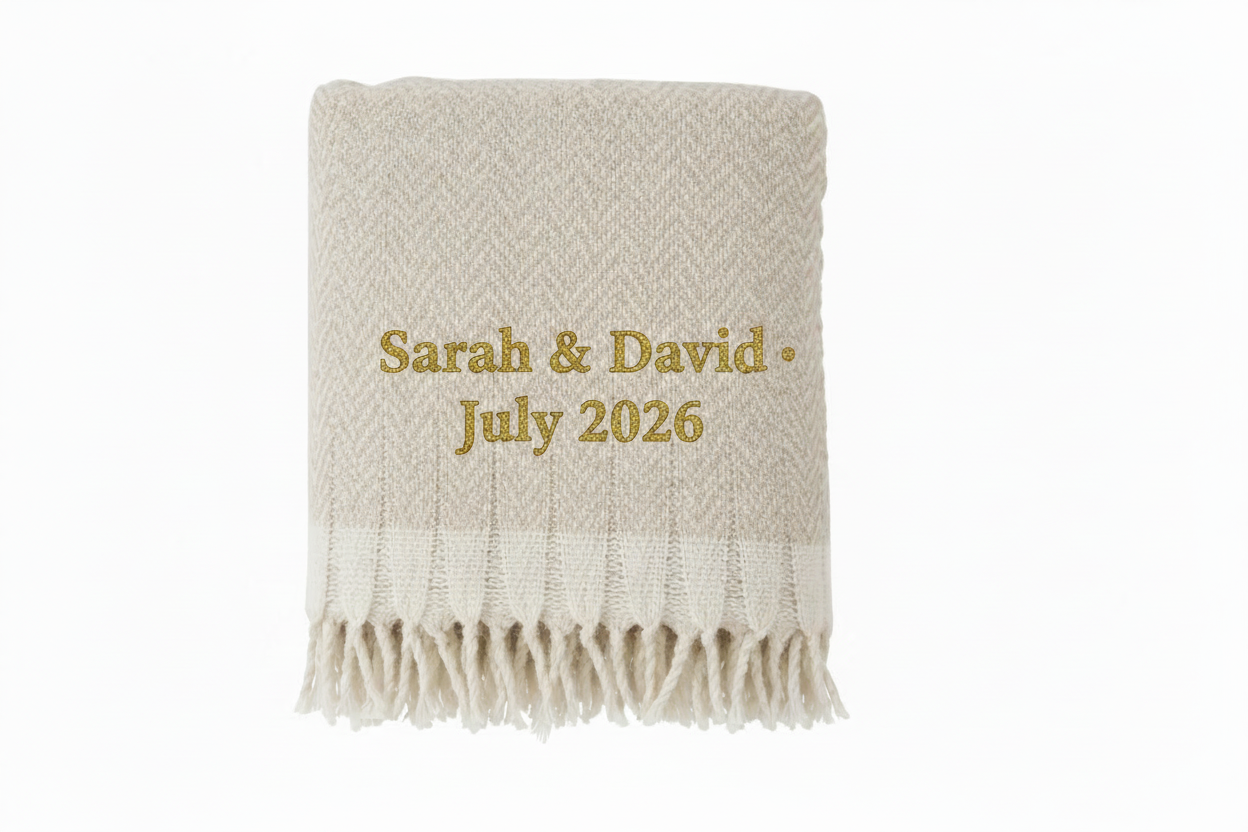 Sarah & David Elegant Script Gold Embroidery