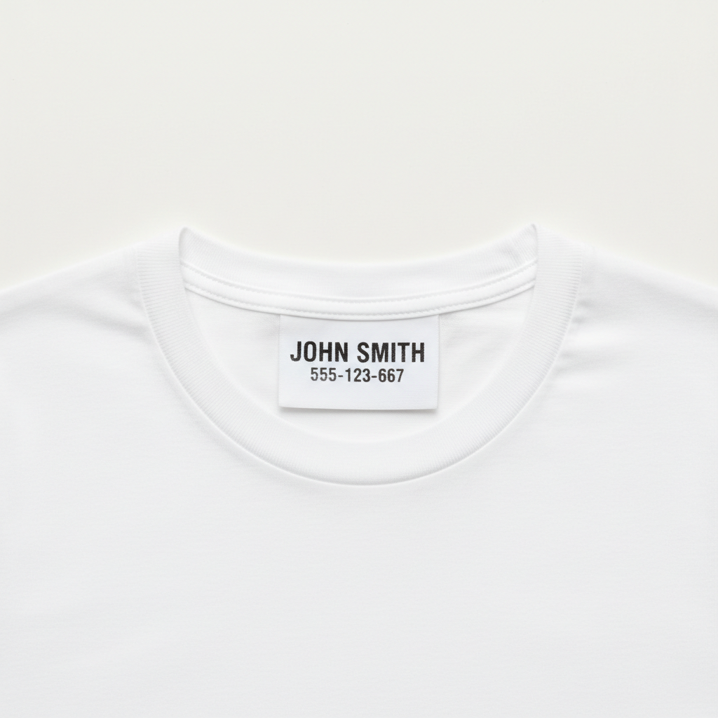 T-Shirt with Name & Phone Stamped Inside
