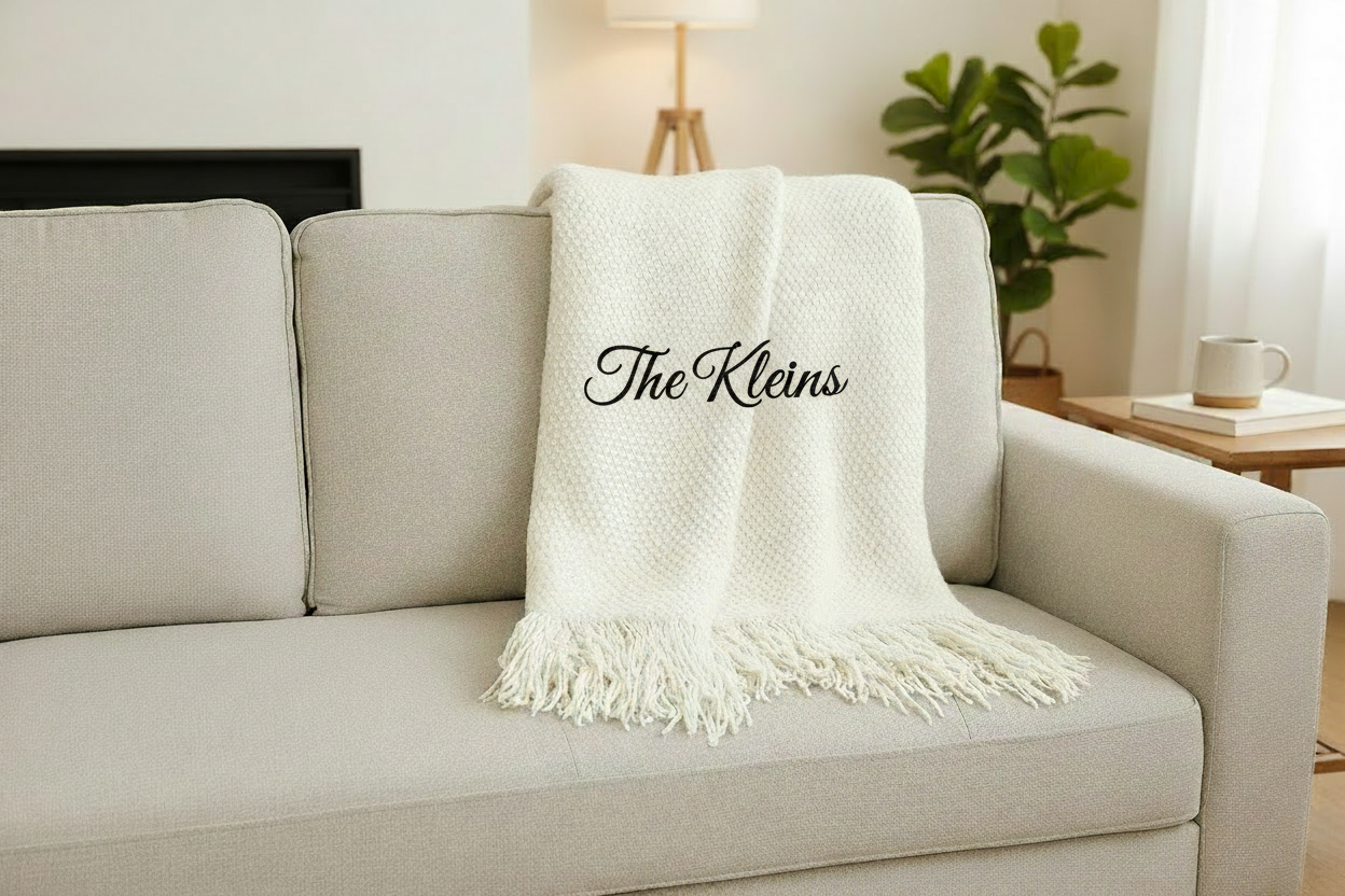 The Kleins Embroidered Throw Blanket