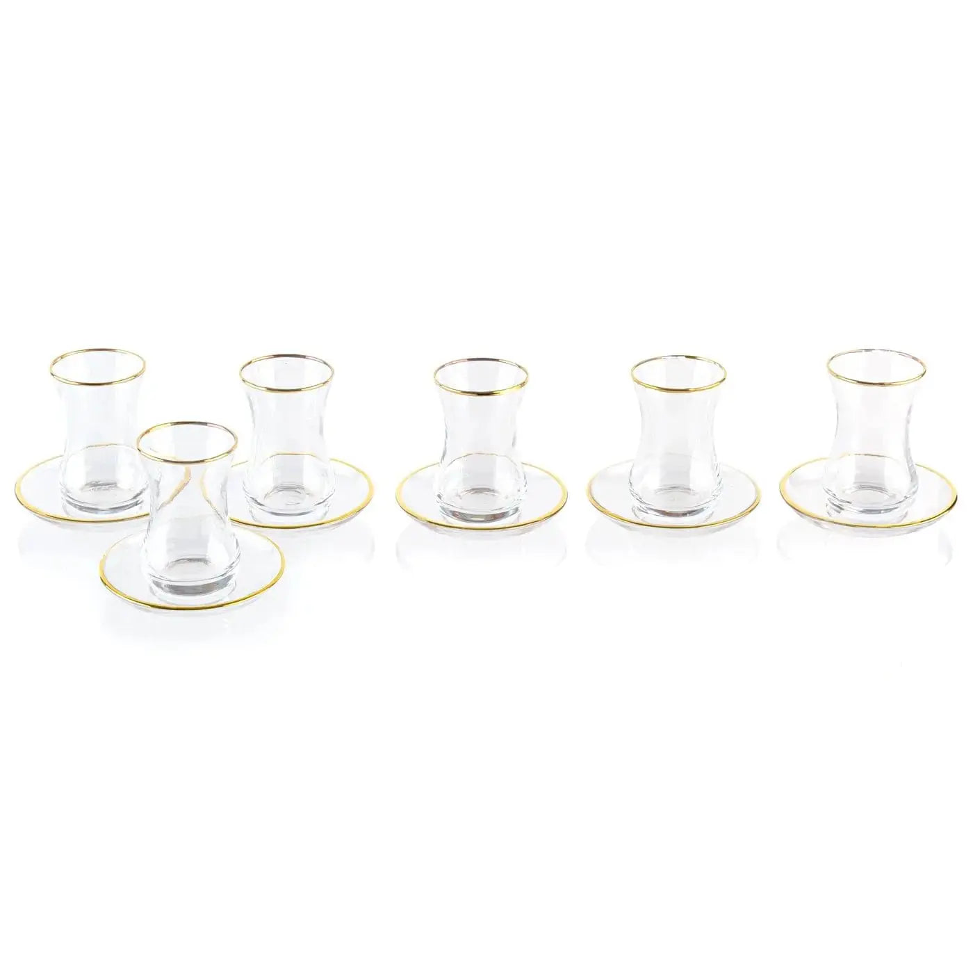 Classic Glass Cups & Saucers, 4.4oz, set of 6