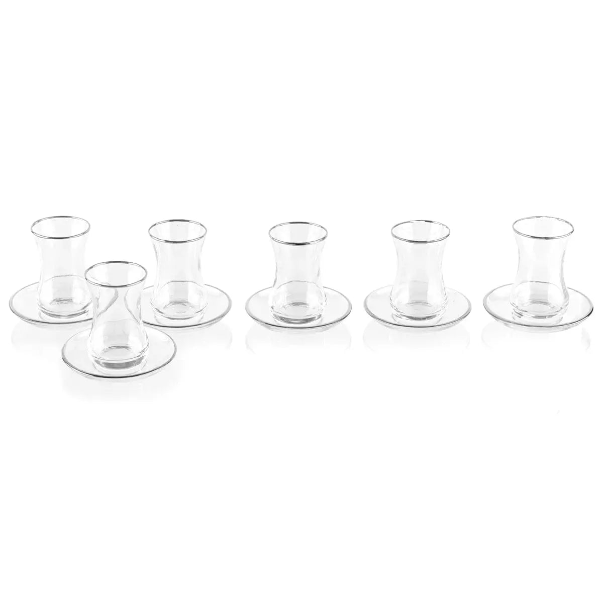 Classic Glass Cups & Saucers, 4.4oz, set of 6