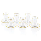 Classic Glass Cups & Saucers, 4.4oz, set of 6