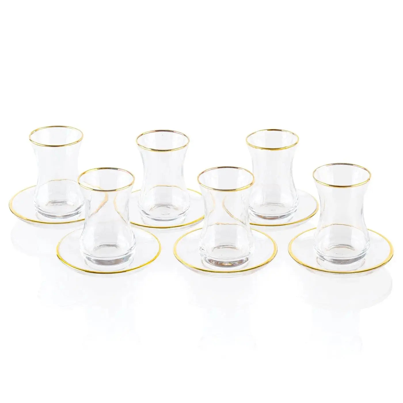 Classic Glass Cups & Saucers, 4.4oz, set of 6