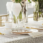 Waterdale Glass Cups and Saucers Set of 6 5.6 oz, Gold
