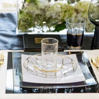 Waterdale Glass Cups and Saucers Set of 6 5.6 oz, Gold