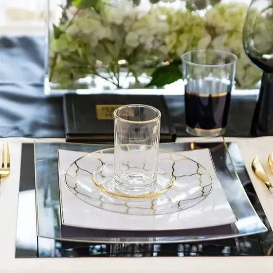 Waterdale Glass Cups and Saucers Set of 6 5.6 oz, Gold
