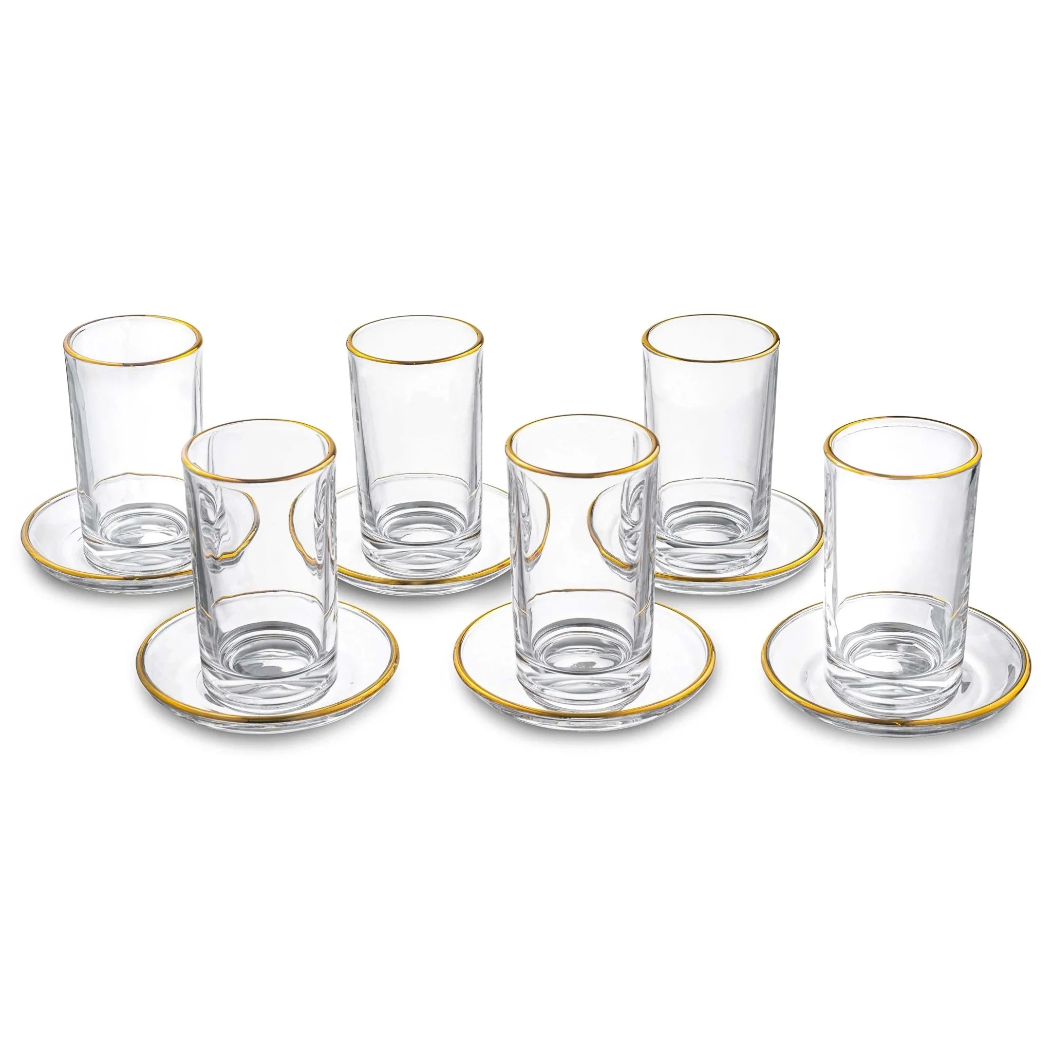 Waterdale Glass Cups and Saucers Set of 6 5.6 oz, Gold
